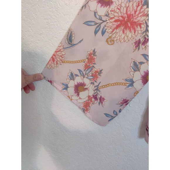Suzanne Betro Women Floral Sheer Long Sleeve Blouse Tunic Flowy Pink Plus Sz 1X - Picture 8 of 8